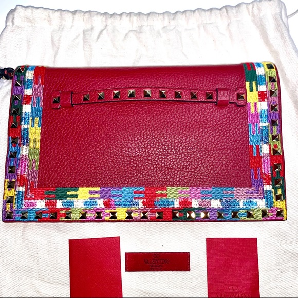 Valentino Rockstud Embroidered Trim Clutch - Picture 4 of 8